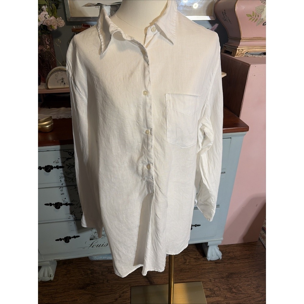 Lauren Ralph Lauren Women's Linen Blouse Size 2X. NWT. Crisp White.